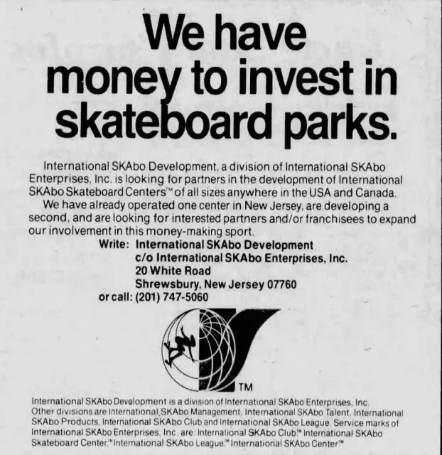 Ska-bo ad following completion of Casino skatepark