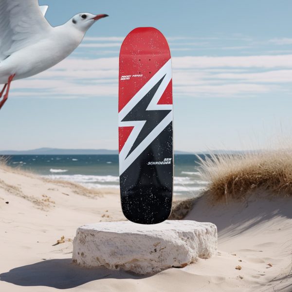 Pocket Pistols Skateboards - 8.75 Ben Schroeder TG Bolt Red White & Black Deck