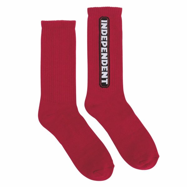 Independent - Bar Logo Crew Socks Red 9-11 Mens