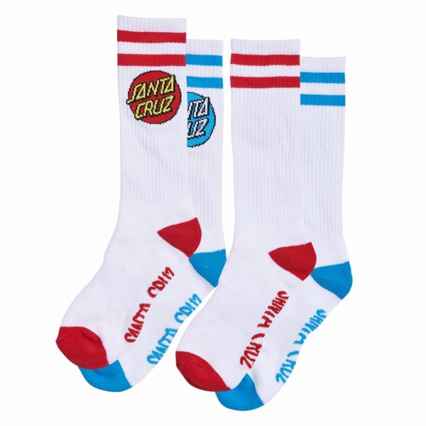 Santa Cruz Skateboards - Fun Times Mid Crew Socks White Assorted 9-11 2 Pairs