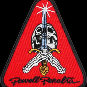 Powell Peralta - Skull and Sword Patch Red 4.125"in