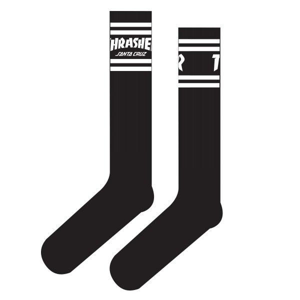 Santa Cruz Skateboards - Thrasher Strip Crew Collab Socks Black