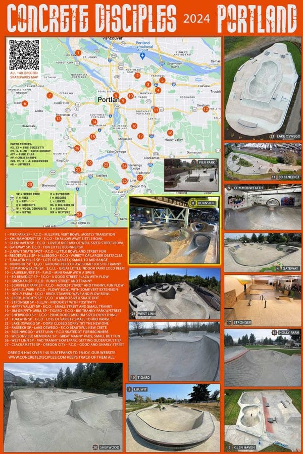 Concrete Disciples Portland Oregon Skatepark Map/Poster 12″ x 18″ Glossy